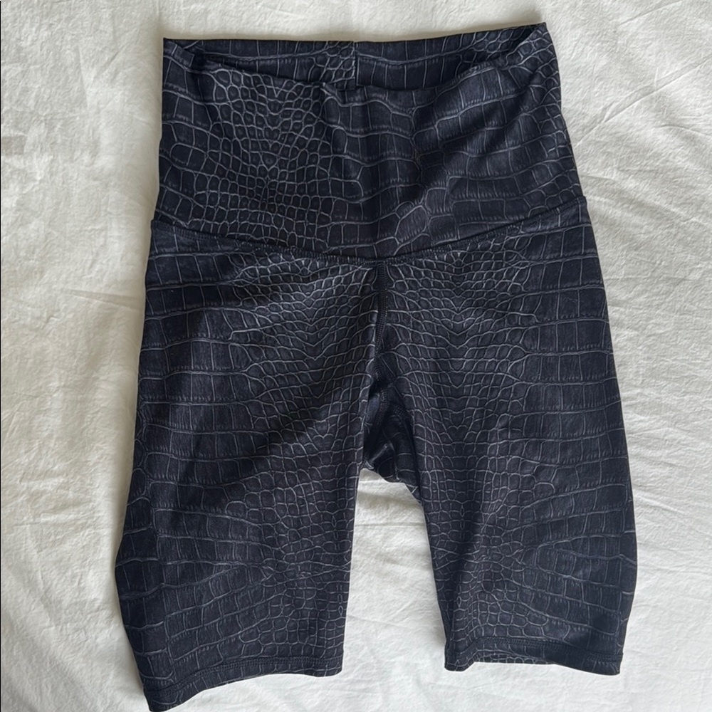 Niyama Sol Black Crocodile Print High-Waisted Shorts